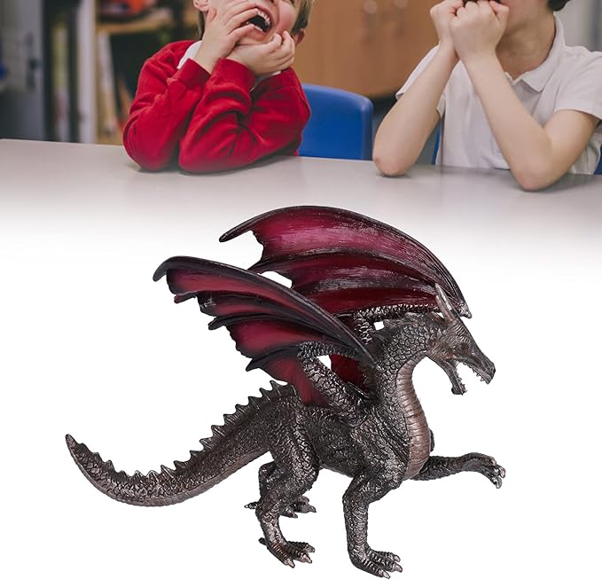 LIZEALUCKY Dragon Action Figurine,Ancient Dragon Figures Model,Poseable Dragon Model for Tabletop RPG & Display (Black)