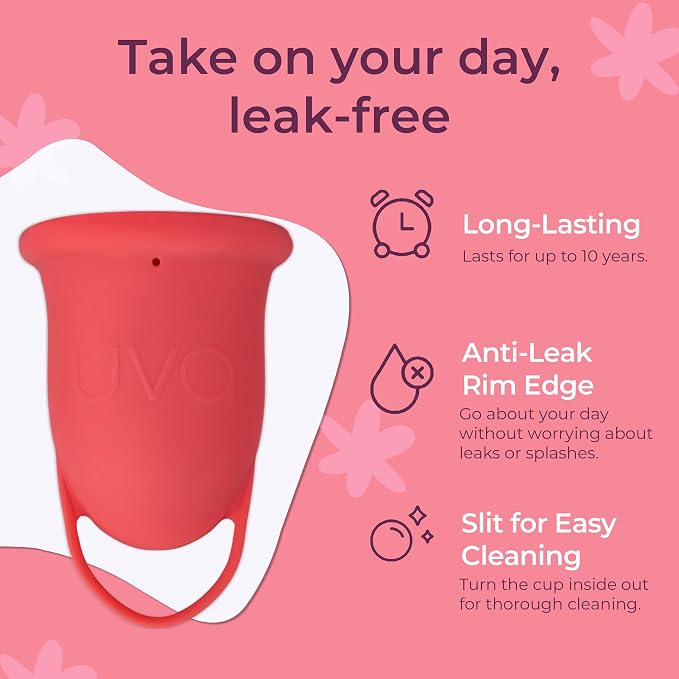 UVA Reusable Menstrual Cup Kit with Sterilizer - Size A for Moderate Flow - 10-Year Durable & Leak-Proof Silicone - Menstrual Cup Medium Sized, Sterilizer & Traveling Bag Period Cup Set