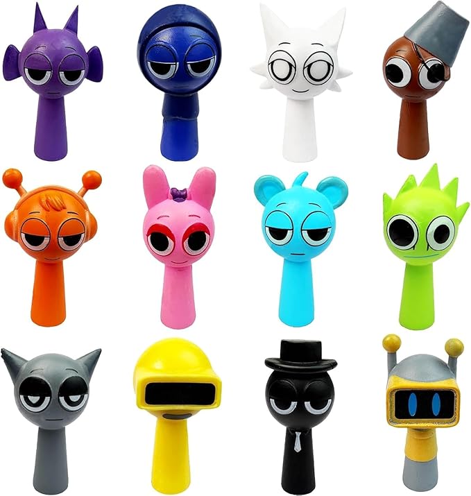 BLUE BARE Sprunki Action Figures Collection, Cute Cake Toppers Great Gift For Special Ocassions Favors Birthday Party Decoration Set Mystery Box Room and Office Decor Collectible (12-Pack)