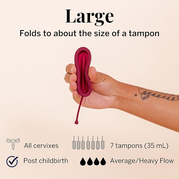 Pixie Menstrual Disc for Feminine Care - Ranked 1 for Best Tampon Alternative Period Disc - 100% Medical-Grade Silicone - Removes Like a Tampon - Wear 12 Hours - Capacity of 7 Tampons (Large)