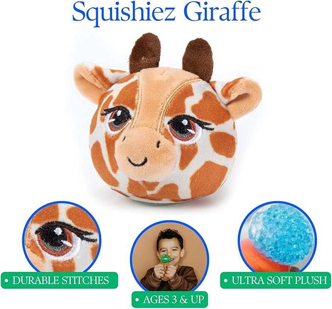 The Petting Zoo Giraffe Stuffed Animal Plushie, Gifts for Kids, Squishiez Wildlife Animal Squeeze Toy, Giraffe Plush Toy, 3 inches