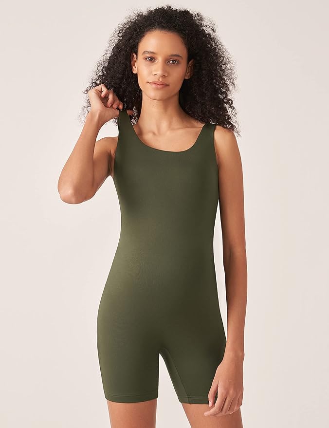 POSHDIVAH Women's Maternity Bodysuit Pregnancy Shapewear Double Lined Sleeveless Tank Top Shorts Romper Jumpsuit