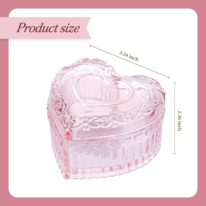Large Body Powder Puff Container, Pink Heart Crystal Powder Container, Reusable Dusting Powder Case, Body Puff Glass Jar, Puff not Including