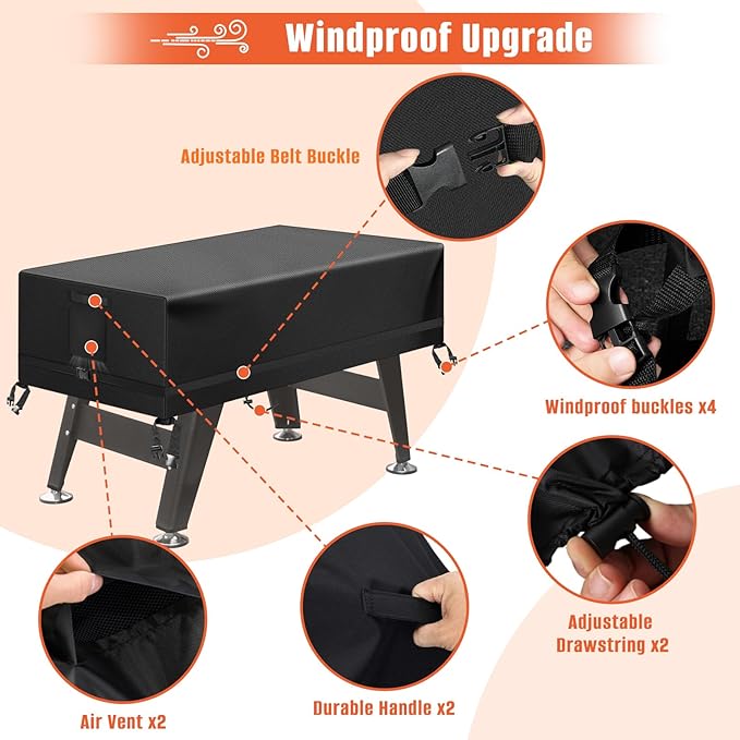 Kovshuiwe Foosball Table Cover Outdoor Waterproof Heavy Duty Rectangular Patio Football Game Table Cover-63"x45"x20"(LxWxH)