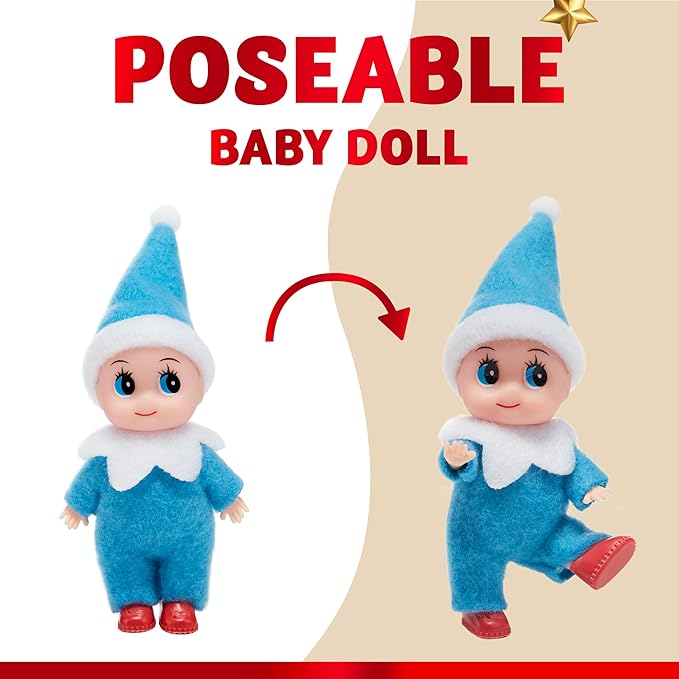 JOYIN 1 Pack Christmas Blue Tiny Elf Soft Plush Toy for Adults Kids Accessories Party Favors Xmas Party Supplies Christmas Decor, Xmas Gift