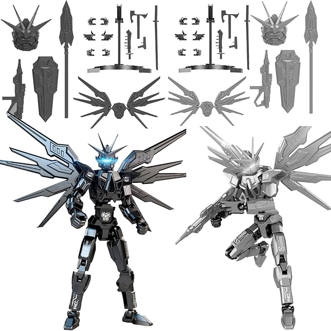 Already Assembled T13 Action Figure 2Pack, 3D Printed Multi-Jointed Movable,Desktop Decorative Toy,Nova 13 Action Figure for Collectors Desktop Decorations (Black Gray)