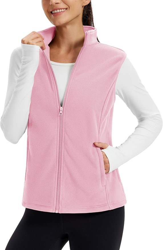 TACVASEN Women's Fleece Vest Lightweight Sleeveless Zip Jacket Outerwear | Soft Polar,Zipper Pockets,Stand Collar,Fall Winter Warm,Outdoor,Athletic,Running,Hiking,Travelling,Golf,Work