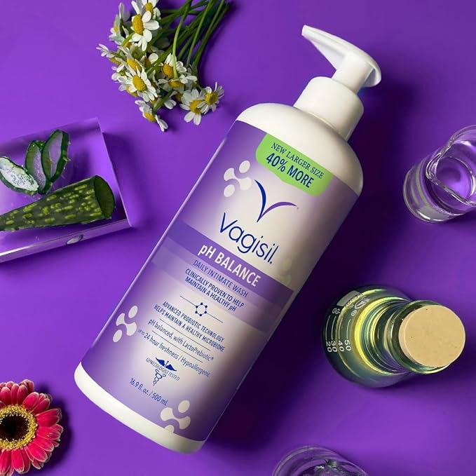Vagisil Feminine Wash for Intimate Area Hygiene, pH Balance, Gynecologist Tested, Hypoallergenic, 16.9 oz with Pump