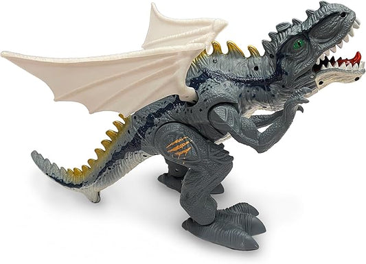 Geospace New Dragon Walking Dinosaur Toy – Smoke Breathing Fire Dragon Toy for Kids 3 & up, Walking Dinosaur Toys with Lights, Roaring Sound, Dragons Action Figure, Dragons for Gift (T-Rex)