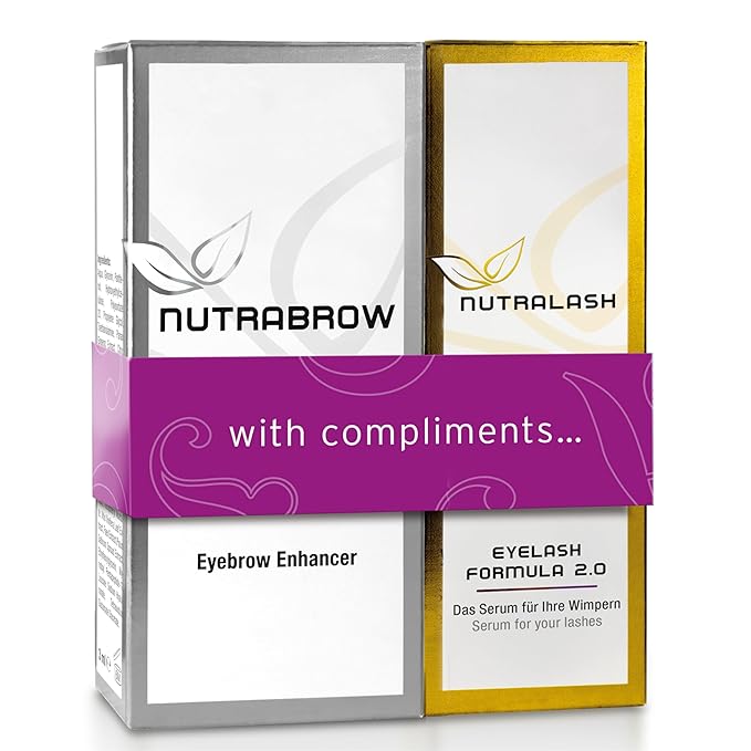 NutraBrow Eyebrow Enhancer & Nutralash Eyelash Formula 2.0 Set I Thicker Brows and Longer Eyelashes in 6-12 Weeks I Lash and Eyebrow Growth Serum I 3ml & 1ml