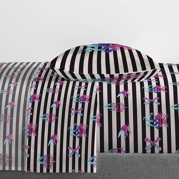 Jay Franco Kids Sheet Set with Fitted, Flat Sheets & Pillow Cover - Ultra-Soft Bedding with Pillowcase for Room Decor, Multi Color - Descendants, 3 Piece Twin