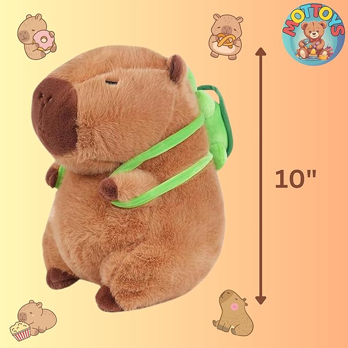 Capybara Cute Plush - 8 inch Stuffed Animal Plushies - Children's Toy with Turtle Backpack - Soft Pillow for Home Decorations - Hugging Figures for Boys and Girls (Capybara with Turtle)