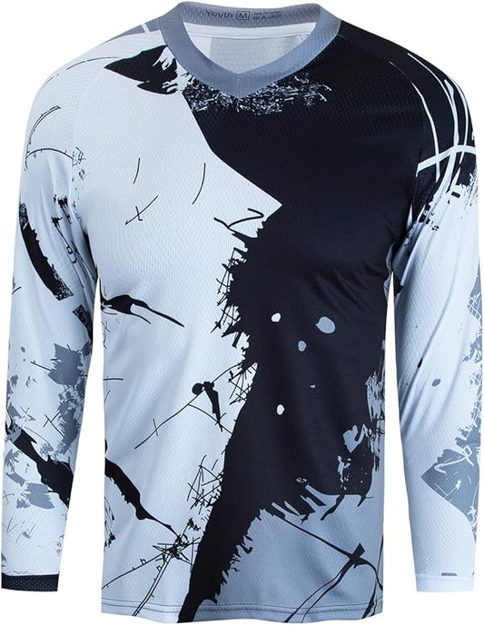 Boy Girl Cycling Jersey Kids Mountain Bike Motocross Long Sleeve Shirt Biking Tops 4-14 Years