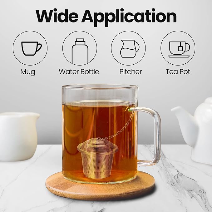 Zopeal 15 Pcs Tea Infuser Stainless Steel Strainer with Extended Chain Hook and Saucer Loose Leaf Steeper Fine Mesh Ball Tea Filter for Brew Spices Seasonings Fits Cup Mug Bottle (Medium)