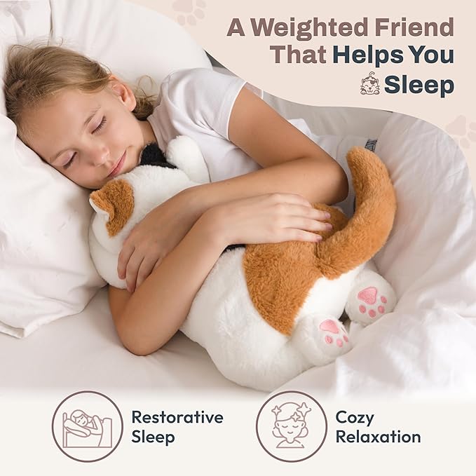Weighted Stuffed Animals 20" | 5 lbs Calico Cat Plush for Calming Cozy Comfort | Large Weighted Stuffed Animal for Anxiety | Soft Microwavable & Coolable for Sensory Needs & Stress Relief