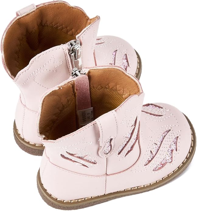 Newsonet Baby Cowboy Cowgirl Boots Infant Western Boots Toddler Boys Girls Round Toe Riding Mid Calf Boots All Seasons for 6 9 12 18 24 Months