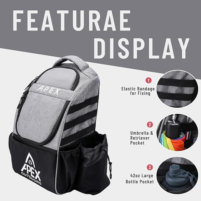 Disc Golf Bag, Large Disc Golf Backpack Holds Over 21 Discs, Durable & Lightweight with Multiple Storage Pockets