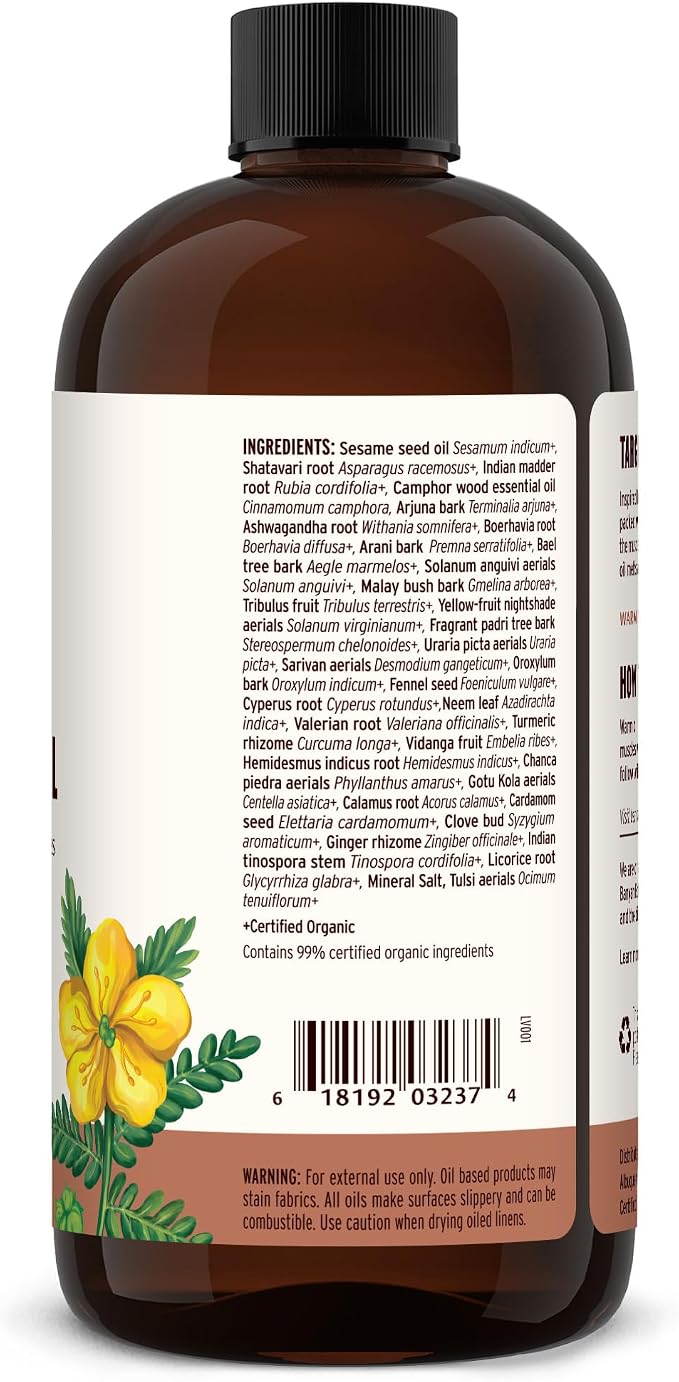 Banyan Botanicals Organic Mahanarayan Oil – Deeply Penetrating Muscle & Joint Recovery Oil – Warming Ayurvedic Massage Oil for Active Mobility & Tissue Resilience – 24 oz – USDA Organic