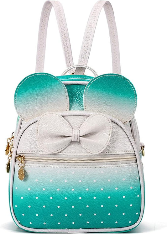 KL928 Girls Mini Backpack Bowknot Polka Dot Cute Small Daypacks Convertible Shoulder Bag Purse for Women