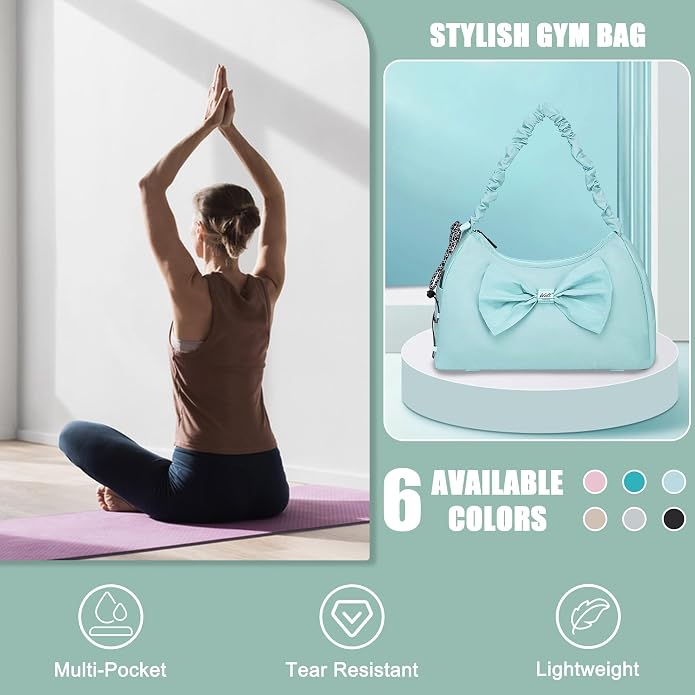 WOLT Gym Bag For Women, Yoga Mat Bag with Shoes Compartment, Wet Pocket and Water Bottle Pocket