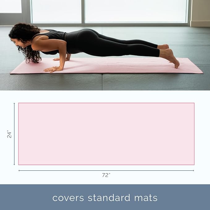 S&T INC. Aura Yoga Mat Towel with Non-Slip Grip, Enhanced Silicone Grip, Soft and Absorbent for Gym, Pilates, and Hot Yoga Mat, 2 Pack, 24 inches x 72 inches, 340GSM, Pink