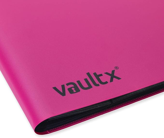 Vault X 9 Pocket Standard Strap Binder, Holds 360 Trading Cards in 20 Side-Loading Pages (Pink)