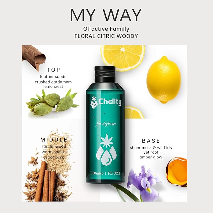 My Way Diffuser Oil，Inspired by The 1 Hotel Miami Scent Home Luxury Scents, Waterless Diffuser & Home Scenting Essential Oil for Ultrasonic and Crafting，Longer Lasting (2.1 Fl Oz)