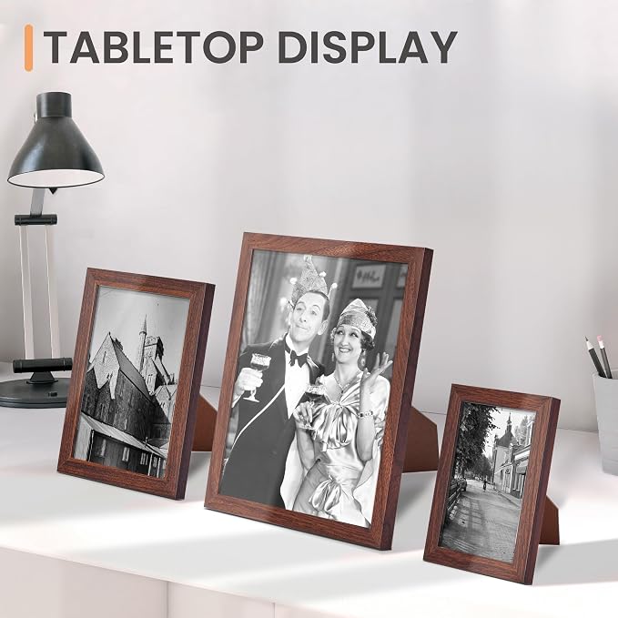 upsimples 10 Pack Picture Frames Collage Wall Decor for Mounting or Tabletop Display, Photo Gallery Frame Set for Family, Multi Sizes Including 8x10, 5x7, 4x6, Brown | Multi Picture Frames Collage Wall Decor, Gallery Wall Frame Set, Gift For Christmas,...