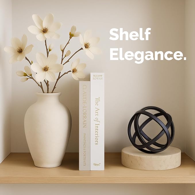 Vine Creations Decorative Books - Set of 2 Linen Hardcover Boxes with Storage - Aesthetic Fake Books for Decoration for Home, Shelf, Bookshelf Decor, Coffee Table Decor, as Storage or Keepsake Box