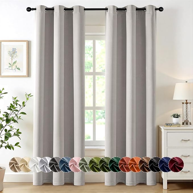 MIULEE Blackout Curtains for Bedroom 2 Panels 40 x 84 Inch Long Cobblestone | Thermal Insulated, Living Room Darkening Grommet Drapes, Noise Reducing, Light Blocking Window Treatments