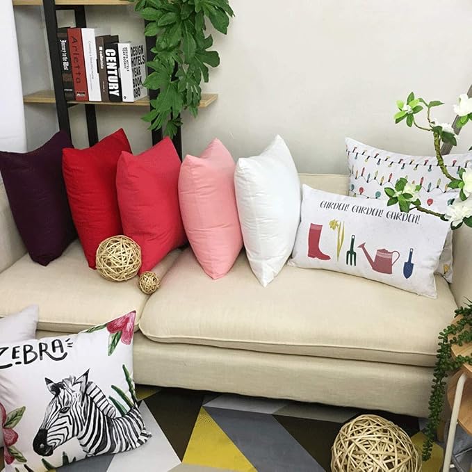 Thmyo 4-Pack 100% Cotton Comfortable Solid Decorative Throw Pillow Case, Square Cushion Cover Pillowcase Sublimation Blank Pillow Covers Valentines Day DIY Throw Pillowcase(20x20inch/50x50cm,White)