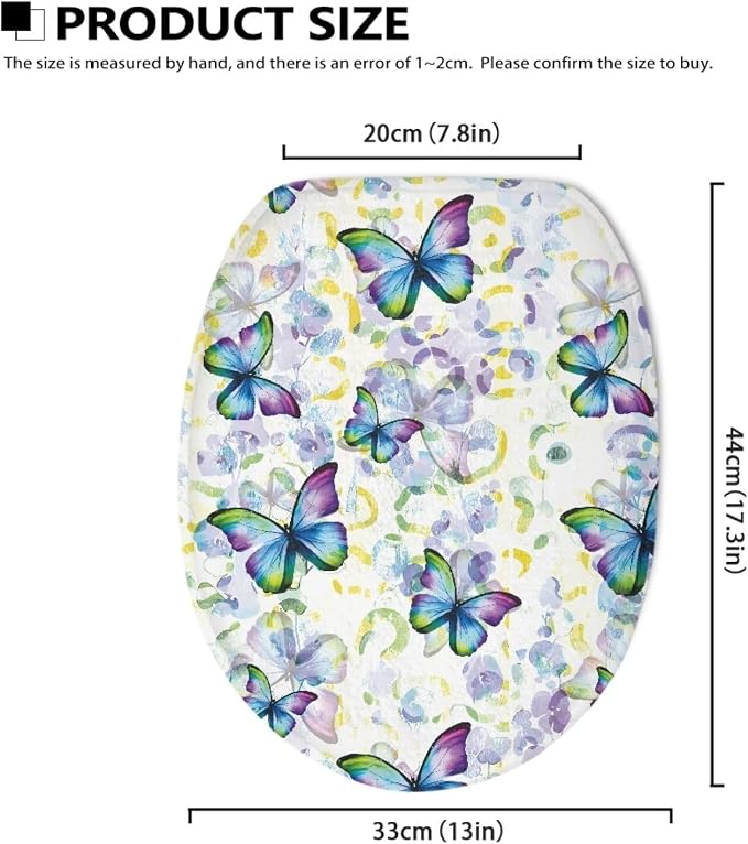 Butterfly Toilet Seat Cover, Suitable for Most Round and Elongated Toilet Seats, Bathroom Decoration Fits Home Hotel Toilet Lid Cover