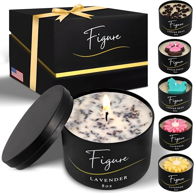 Lavender Aromatherapy Candle – 100% Beeswax & Organic Soy Blend with Real Lavender Sprigs | Clean Burn Floral Candle Premium Gift for Her