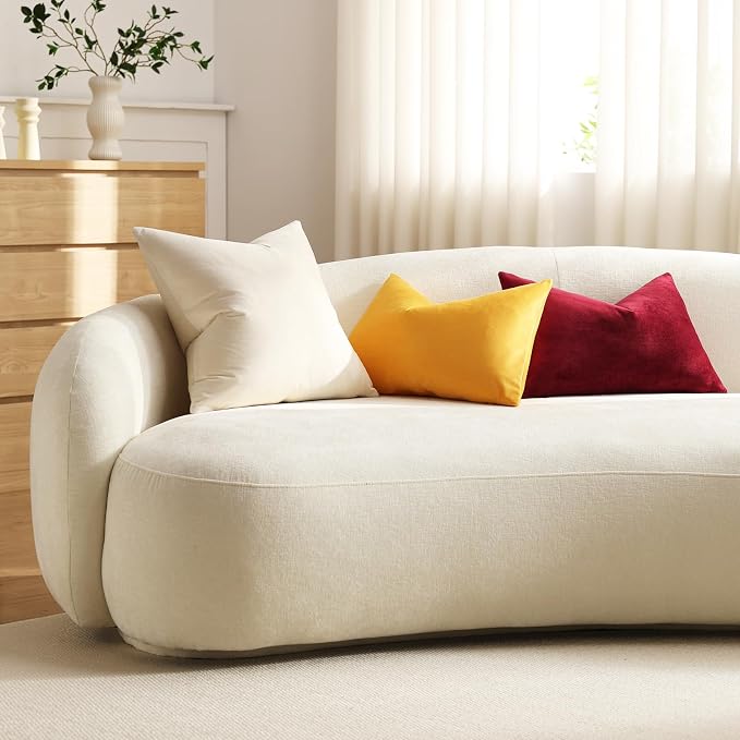 Lumbar Pillow Covers 12x20 Gold Yellow: Pack of 2 Cozy Soft Velvet Rectangular Modern Luxury Decorative Throw Pillow Cases for Sofa Couch Living Room Bed Home Decor