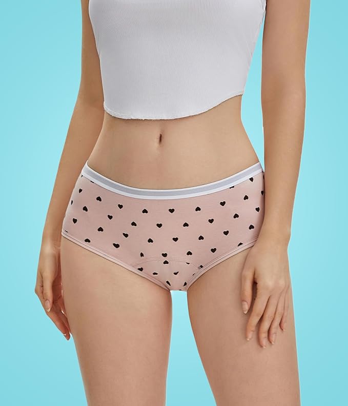 YESWEL Teen Girls Period Underwear, Menstrual Leak-Proof Heavy Flow Absorbency Washable Protective Cotton Panties 4 Pack