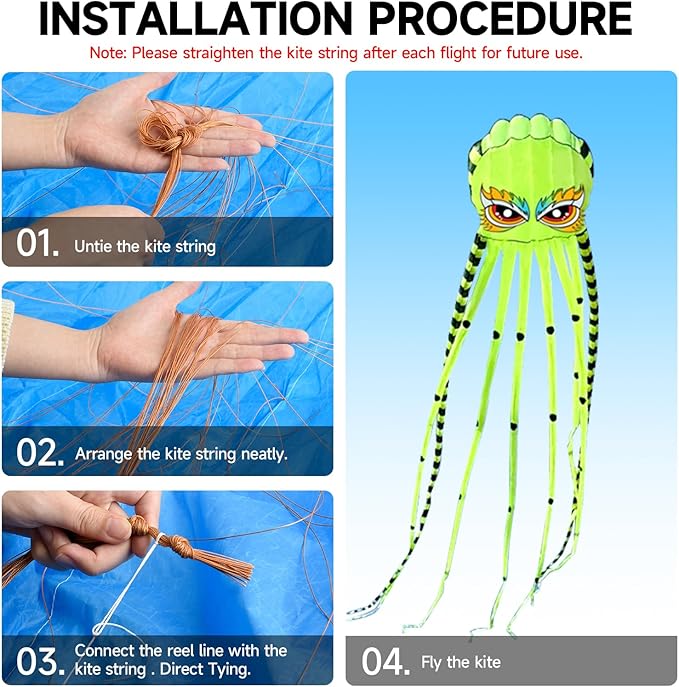 Kites for Adults Giant Octopus Kite 26ft for Outdoor Fun Large 3D Kite with Reel for Beach, Park, and Family Gatherings - Durable Design Easy to Fly