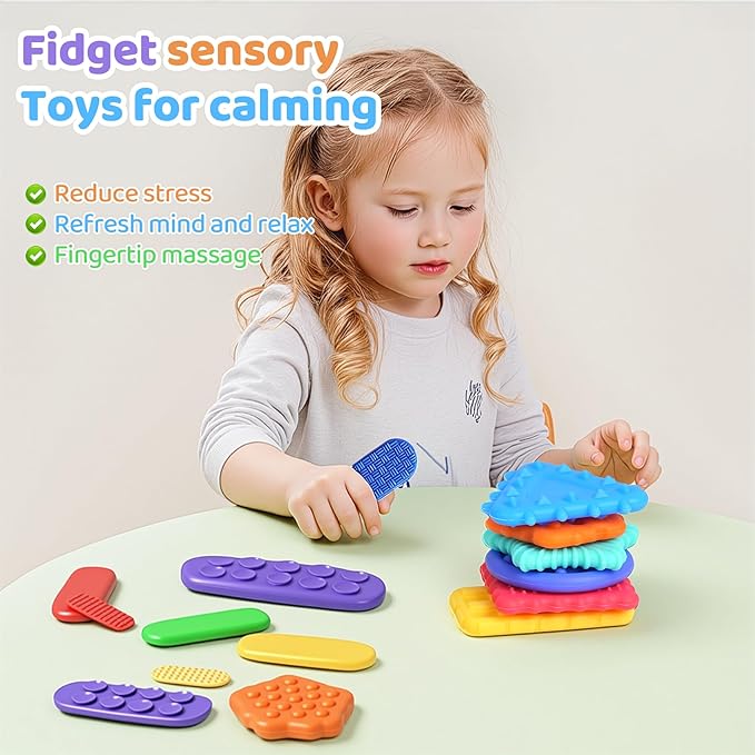 22 Pack Fidget Toys Adult Sensory Stone for Gift | Textured Soft Worry Stone for Autism Men Calming | Fidget Stress Toys for Students Anxiety Relief | Quiet Small prizes Fidget Toys
