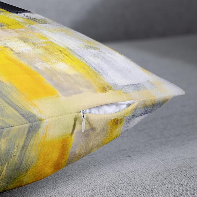 Emvency Throw Pillow Covers Set of 2, 18 x 18 Inch, Yellow Black | Abstract Modern Painting Outdoor Decorative Square Pillow Cases Couch Cushion Case for Couch Bed Sofa Living Room Home Decor