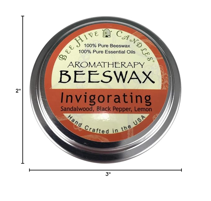 Bee Hive Candles Aromatherapy Beeswax Travel Tin (Invigorating, 6oz)