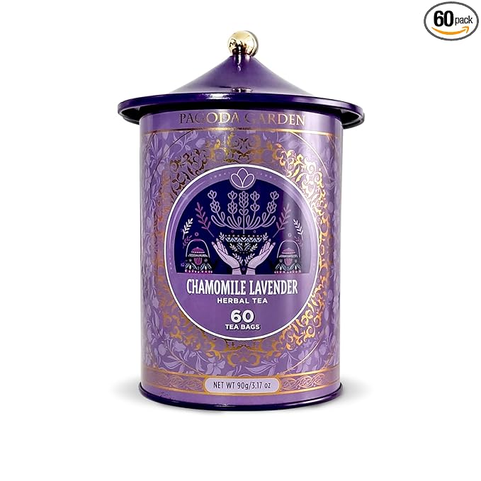 Life Plus Style Gourmet Pagoda Garden Chamomile Lavender Herbal Tea Caffeine Free Hot or Iced Floral Blend Natural Delicious Sleep Tea 60 Tea Bags