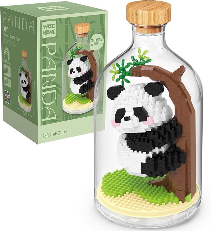 Creative Panda Toy Building Set,Adult Mini Animal Friend Set,Party Favors Gift for Kids,Animal Lovers Office Home Decor Building Block,New Year Easter Birthday Gift for Boys Girls(Climbing)