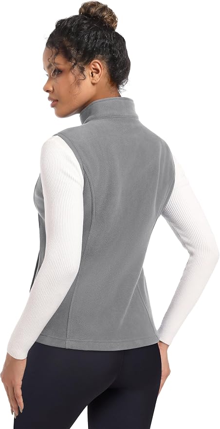MAGCOMSEN Women's Fleece Vest Outerwear Sleeveless Lightweight Zip Jackets Warm Soft Vests with Zipper Pockets