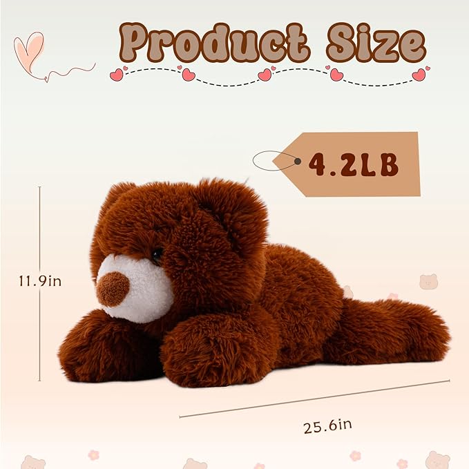 Weighted Stuffed Animal 27in, 4.2 lbs Stuffed Bear Plush for Adult, Kids, Weight Bear Stuffed Animal Brown Gifts on Christmas, Birthday, Valentine's Day