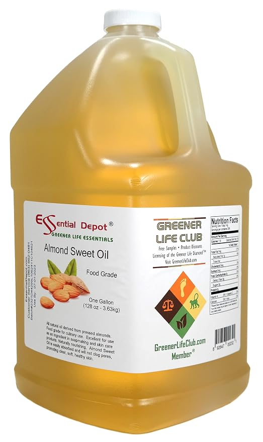 Almond Sweet Oil - 1 Gallon - 128 oz - Food Grade - Safety Sealed HDPE Container with Resealable Cap - 100% Pure and Natural for Hair, Skin, Massage, and Cooking