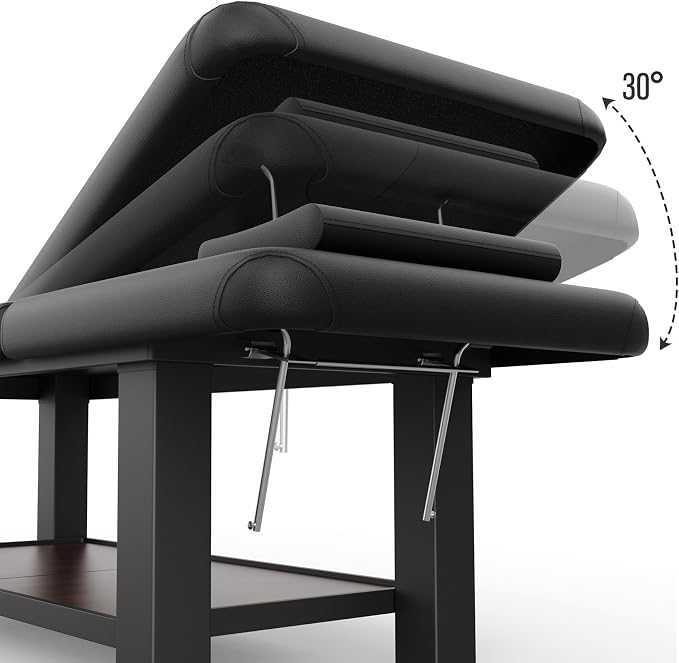Dolonm 700LBS Heavy Duty Stationary Massage Table with Open-Chest & Headrest for Treatment, Physical Therapy, Spa Facial Professional Massage Bed, Thickening Metal Frame - Adjustable Backrest