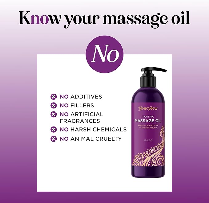 Lavender Massage Oil for Couples Relaxation - Non Greasy Non Staining Irresistibly Silky Full Body Massage Oil for Massage Therapy with Lavender Essential Oil - Therapeutic Grade Non GMO and Vegan