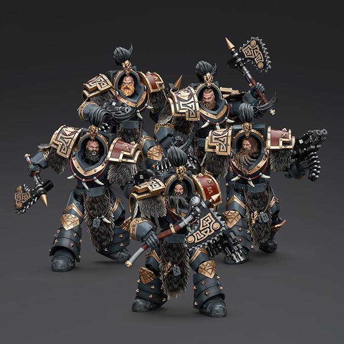 JOYTOY 1/18 Warhammer Space Wolves Varagyr Wolf Guard Squad Terminator 1-4 and Thegn 5PCS Collection Model 5.59 inch Birthday Gift