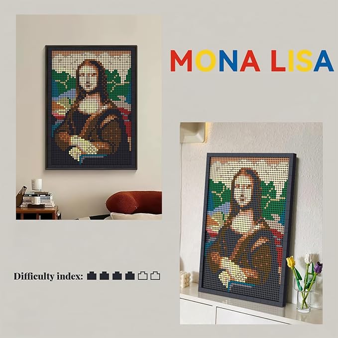 Wall Art Mona Lisa Building Blocks Set; A Wall Decor Set for Adults Who Love Creative Hobbies(3624 Pieces) Toys Gifts for Kid and Adult