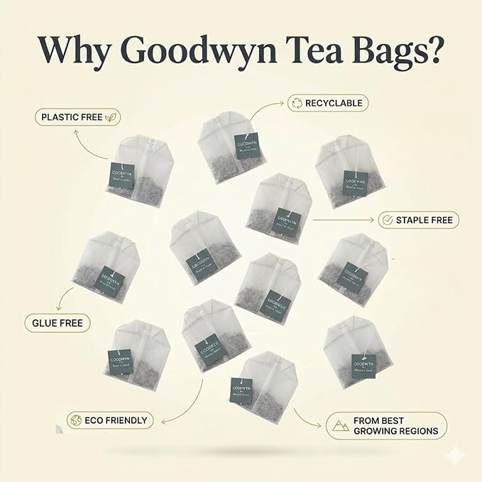 Goodwyn Chamomile Herbal Tea, 60 Tea Bags | 100% Pure Chamomile Flowers | Caffeine Free | Plastic Free Bags | Soothing Floral Infusion