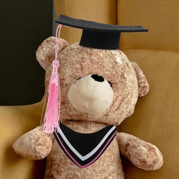 Amosfun Graduation Bear Clothes Set for DIY Stuffed Animals Adorable Plush Gown Cap Outfit Versatile Graduation Costume for Dolls Soft Fabric Fits Various